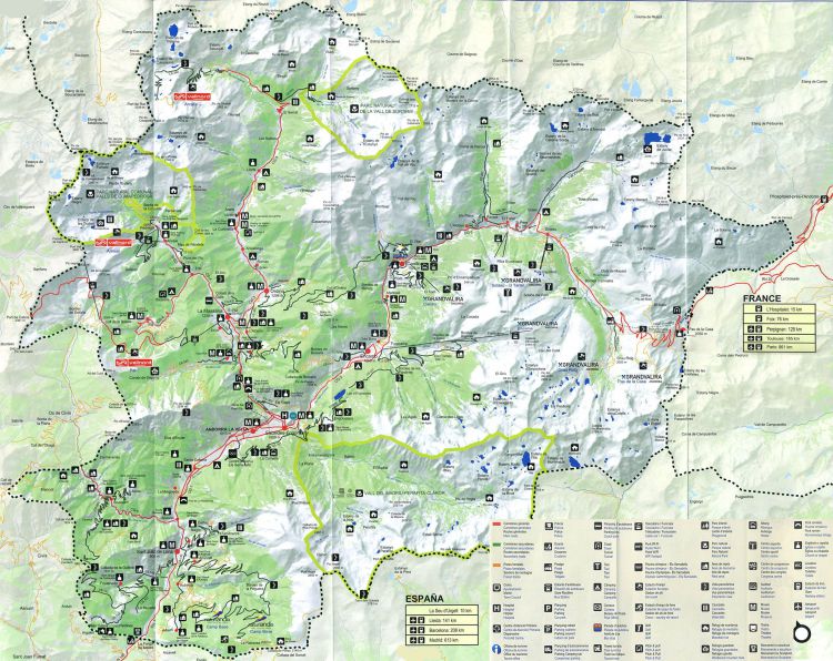 Подробная туристическая карта Андорры